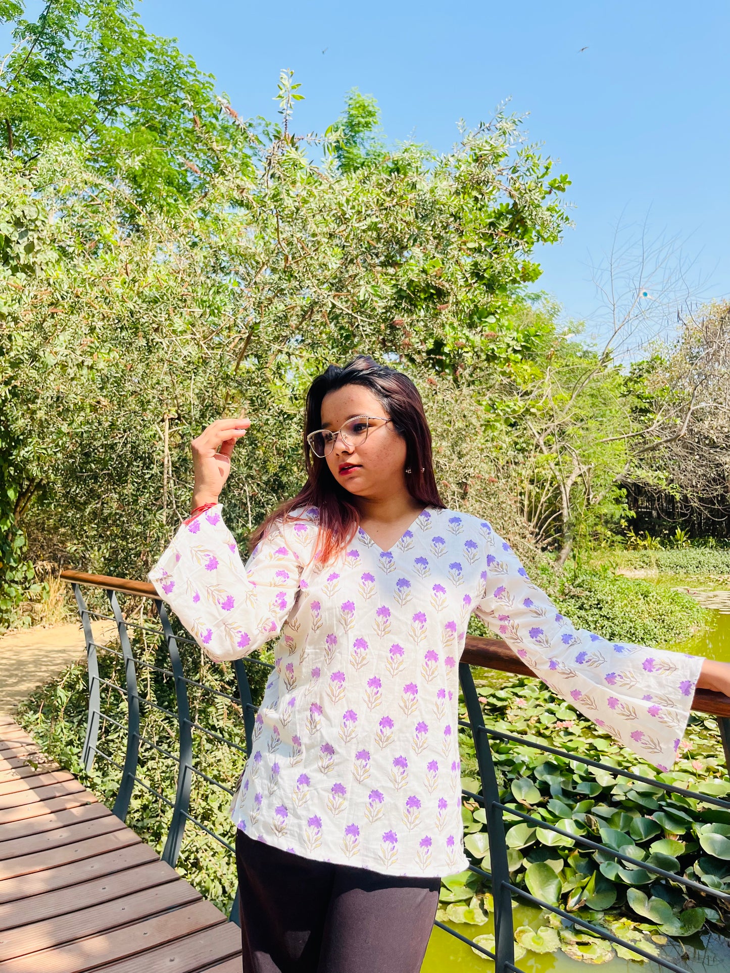 White Floral Print ( Bell Sleeves )